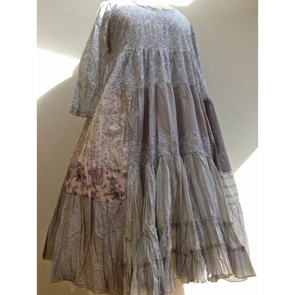 Nadir of Positano Cottagecore Patchwork Dress Blue Floral Lagenlook CB Positano‎